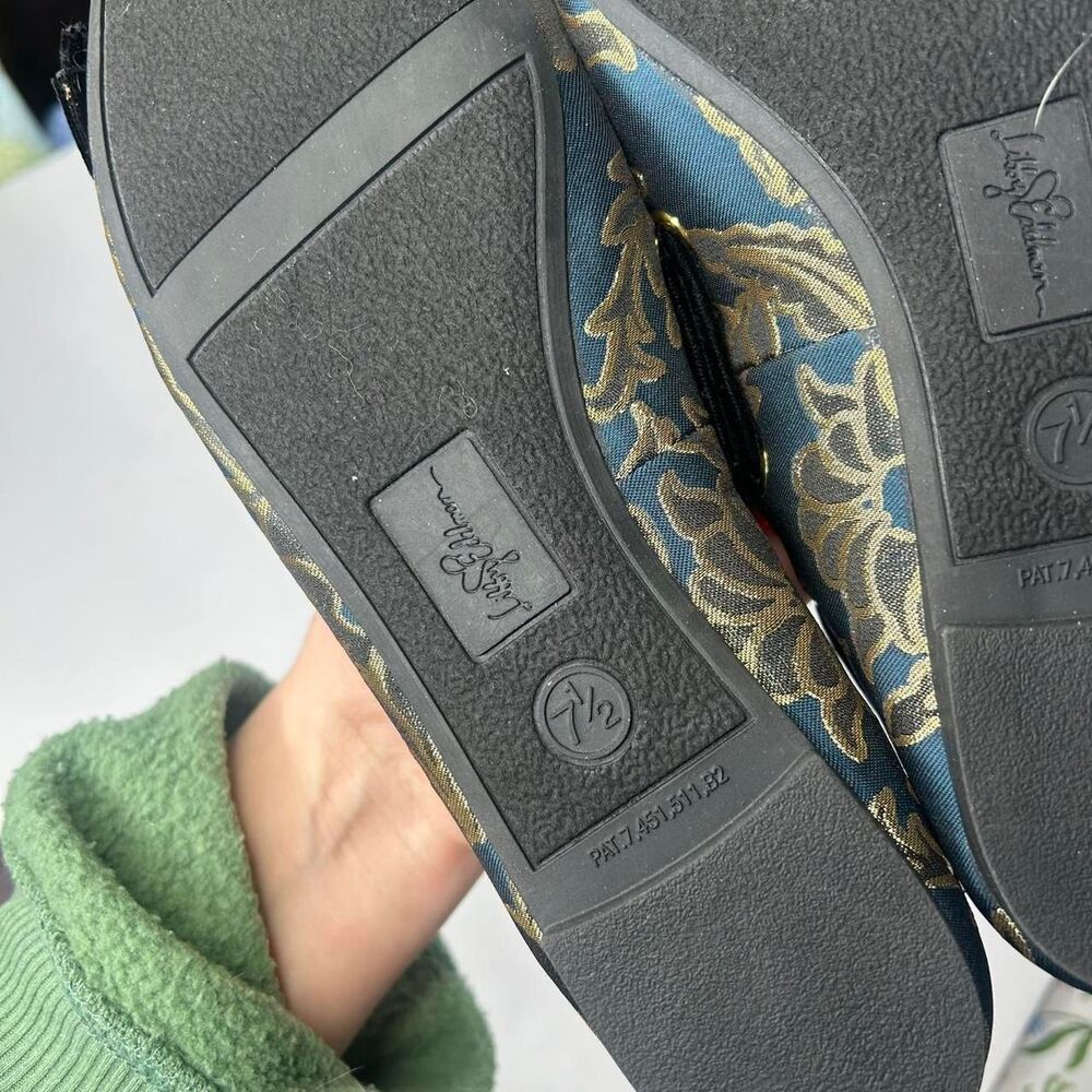 New Libby Edelman ballet flats. . Size 7.5 teal and gold brocade pattern - Picture 2 of 6